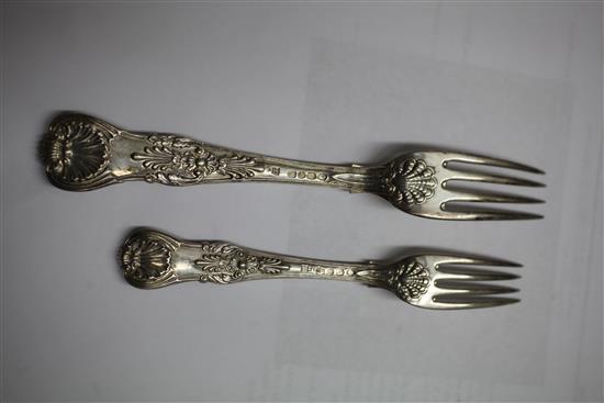 A part suite of George IV silver double struck Coburg pattern flatware, by Eley & Fearn, 98 oz.